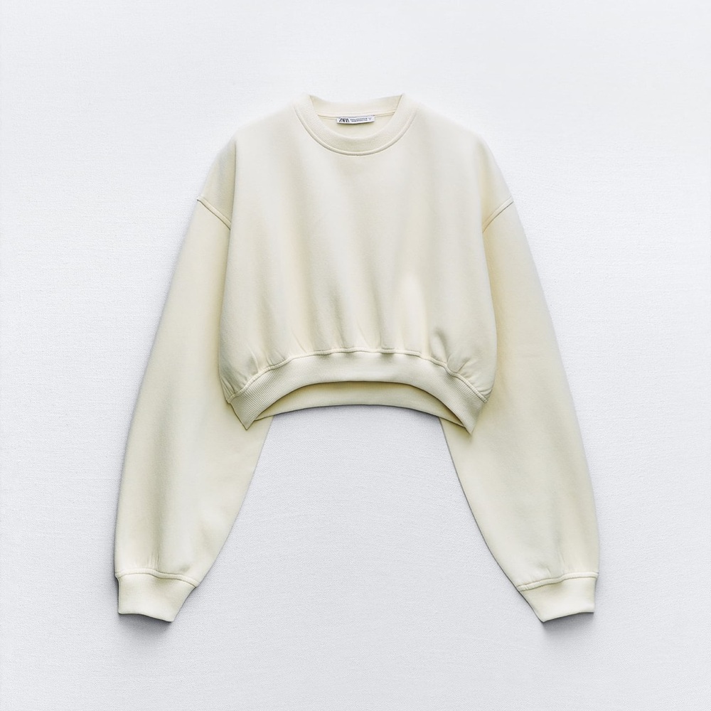 Ivory Cropped Zara Sweatshirt